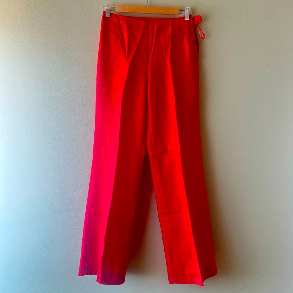 H&M Red 100% Linen Wide-Leg Pants NWOT Size 4